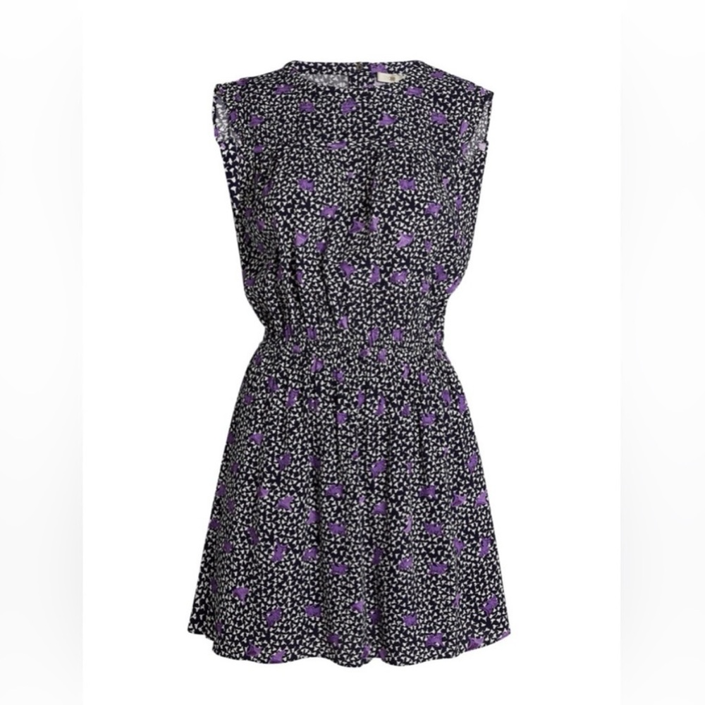 Maje Paris Pansy Crepe Smocked Sleeveless Mini Dress Women's EU 42 US L NWOT